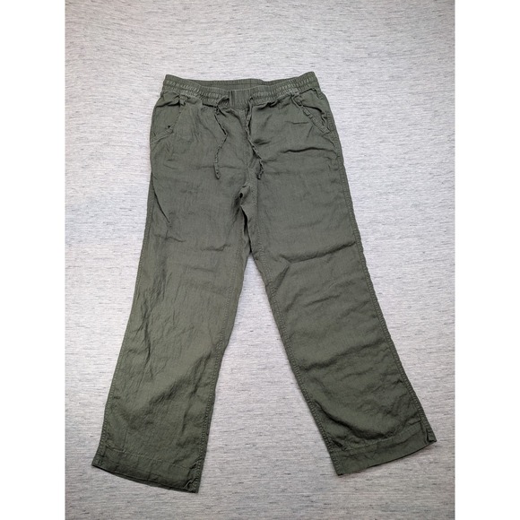 LL Bean Pants Womens 14 MT Linen Drawstring Waist Relaxed Fit Capsule Minimalist - Picture 1 of 9